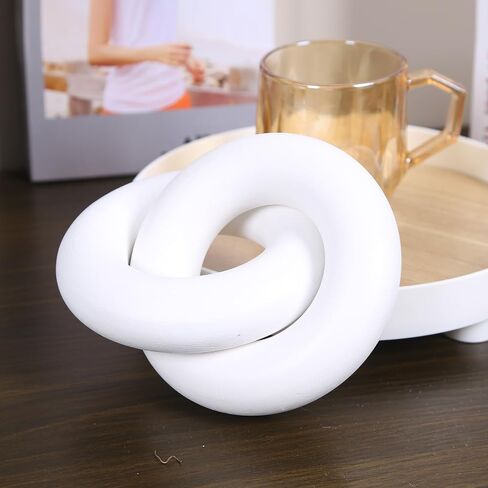 Wood Knot Decor, 3-Link Wood Chain Link Decor, Coffee Table Decorations for Living Room, Shelf Decor, Rustic Home Decor Farmhouse, White in Saudi Arabia