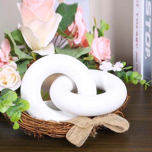 Wood Knot Decor, 3-Link Wood Chain Link Decor, Coffee Table Decorations for Living Room, Shelf Decor, Rustic Home Decor Farmhouse, White in Saudi Arabia