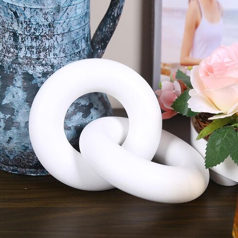 Wood Knot Decor, 3-Link Wood Chain Link Decor, Coffee Table Decorations for Living Room, Shelf Decor, Rustic Home Decor Farmhouse, White in Saudi Arabia