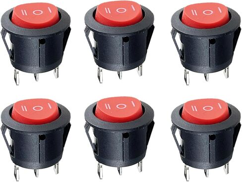 6Pcs Red 3 Pin On-Off-On Terminals SPDT Snap Rocker Switch 6A/125V 10A/250V Round Toggle Switch in Kuwait