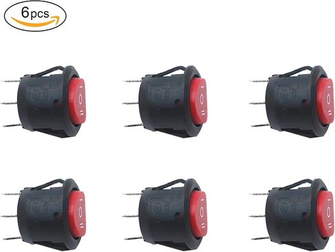 6Pcs Red 3 Pin On-Off-On Terminals SPDT Snap Rocker Switch 6A/125V 10A/250V Round Toggle Switch in Kuwait