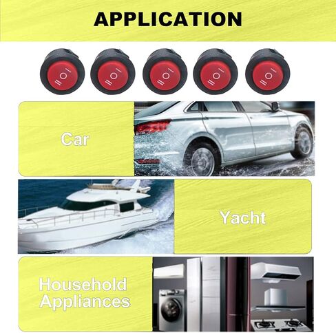 6Pcs Red 3 Pin On-Off-On Terminals SPDT Snap Rocker Switch 6A/125V 10A/250V Round Toggle Switch in Kuwait