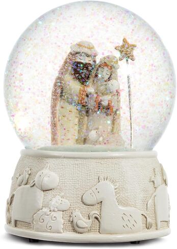 DEMDACO Holy Family Glittered 5 x 3.5 Resin Musical Christmas Snow Globe Plays Silent Night in Saudi Arabia