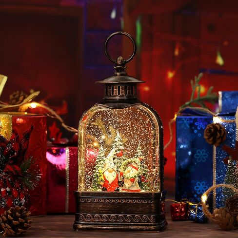 Christmas Snow Globe, Gnome Snow Globe Glitter Lighted with Music, Musical Christmas Decorations USB and Battery Operated Lantern, Christmas Decor for Home in Saudi Arabia