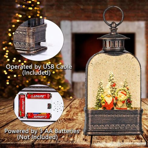 Christmas Snow Globe, Gnome Snow Globe Glitter Lighted with Music, Musical Christmas Decorations USB and Battery Operated Lantern, Christmas Decor for Home in Saudi Arabia