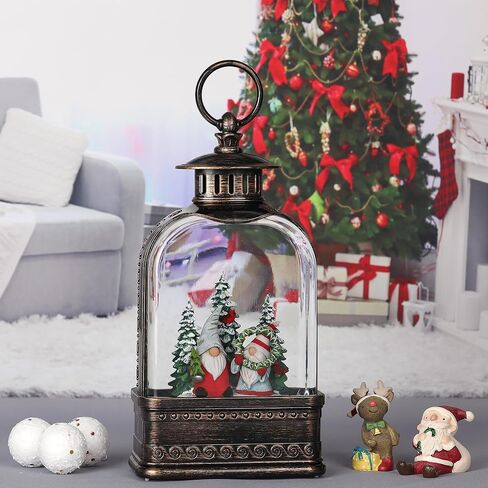 Christmas Snow Globe, Gnome Snow Globe Glitter Lighted with Music, Musical Christmas Decorations USB and Battery Operated Lantern, Christmas Decor for Home in Saudi Arabia