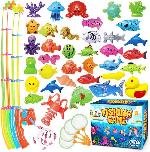 Goody King Magnetic Fishing Game Pool Toys for Kids - Bath Outdoor Indoor Carnival Party Water Table Fish Toys for Kids Age 3 4 5 6 Years Old 2 Players Gift (Large) in Kuwait