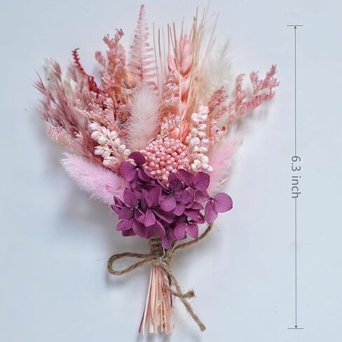 9 عبوات من باقات الزهور المجففة الصغيرة | عشب بامباس صغير طبيعي، زهور برية ريفية، هدايا صندوق رسائل، حرف ديكور منزلي بوهو، زينة مزهرية لطاولة كعكة عيد ميلاد وصيفة العروس (وردي) in Kuwait
