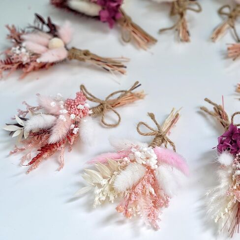 9 عبوات من باقات الزهور المجففة الصغيرة | عشب بامباس صغير طبيعي، زهور برية ريفية، هدايا صندوق رسائل، حرف ديكور منزلي بوهو، زينة مزهرية لطاولة كعكة عيد ميلاد وصيفة العروس (وردي) in Kuwait