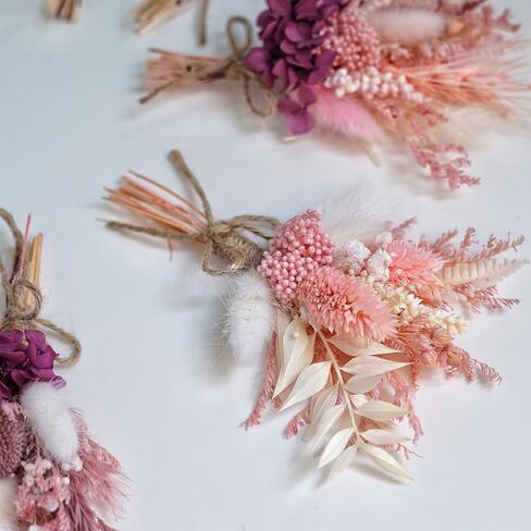 9 عبوات من باقات الزهور المجففة الصغيرة | عشب بامباس صغير طبيعي، زهور برية ريفية، هدايا صندوق رسائل، حرف ديكور منزلي بوهو، زينة مزهرية لطاولة كعكة عيد ميلاد وصيفة العروس (وردي) in Kuwait