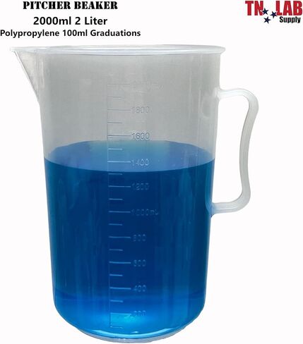 كوب قياس إبريق TN LAB بمقبض قوي من بلاستيك البولي بروبيلين متدرج 2000 مل 2 لتر يحمل 2 كوارت 3 عبوات in Kuwait