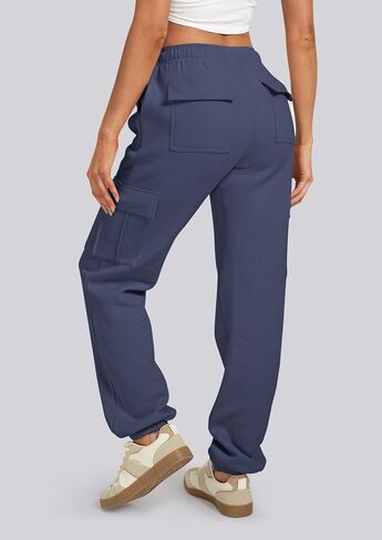IVIR Cargo Pants Women Sweatpants Fleece Lined High Waisted Drawstring Baggy Y2K Joggers Lounge with Pockets in Saudi Arabia