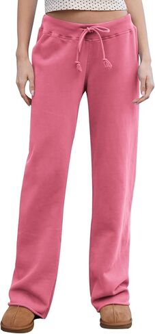 HeSaYep Women's Wide Leg Sweatpants Drawstring Ribbed Waist Baggy Sweat Pants Raw Hem Flared Lounge Pants in Saudi Arabia