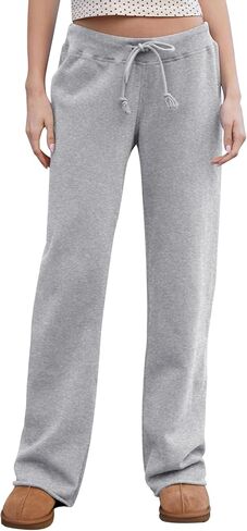 HeSaYep Women's Wide Leg Sweatpants Drawstring Ribbed Waist Baggy Sweat Pants Raw Hem Flared Lounge Pants in Saudi Arabia