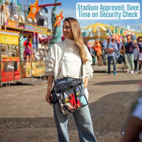 VENO Clear bags Stadium Approved Clear Tote Bag with Zipper Closure Crossbody Messenger Shoulder Bag with Adjustable Strap (Set of 1) in Kuwait