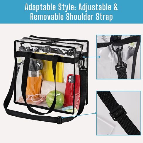VENO Clear bags Stadium Approved Clear Tote Bag with Zipper Closure Crossbody Messenger Shoulder Bag with Adjustable Strap (Set of 1) in Kuwait