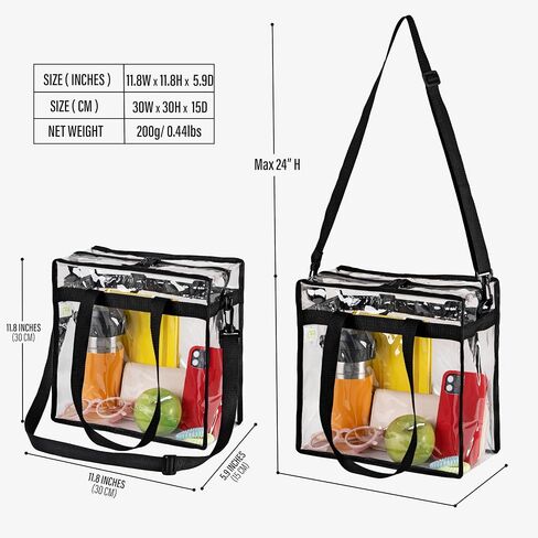 VENO Clear bags Stadium Approved Clear Tote Bag with Zipper Closure Crossbody Messenger Shoulder Bag with Adjustable Strap (Set of 1) in Kuwait