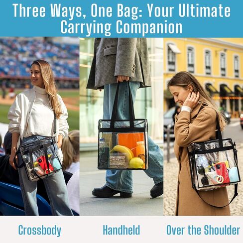 VENO Clear bags Stadium Approved Clear Tote Bag with Zipper Closure Crossbody Messenger Shoulder Bag with Adjustable Strap (Set of 1) in Kuwait