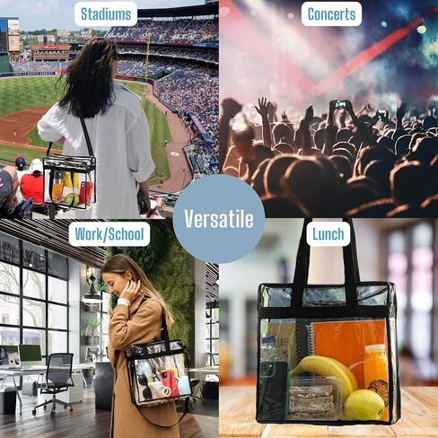 VENO Clear bags Stadium Approved Clear Tote Bag with Zipper Closure Crossbody Messenger Shoulder Bag with Adjustable Strap (Set of 1) in Kuwait