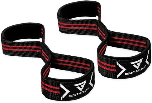 Weight Lifting Straps Figure 8, Anti Slip Strap with cuffs wrist Support for Gym Workout Deadlift Powerlifting Bodybuilding Weightlifting, Fitness Strength Training, Hand Bar Grip for Men, Black in Saudi Arabia