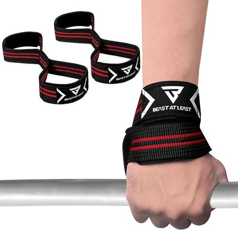Weight Lifting Straps Figure 8, Anti Slip Strap with cuffs wrist Support for Gym Workout Deadlift Powerlifting Bodybuilding Weightlifting, Fitness Strength Training, Hand Bar Grip for Men, Black in Saudi Arabia