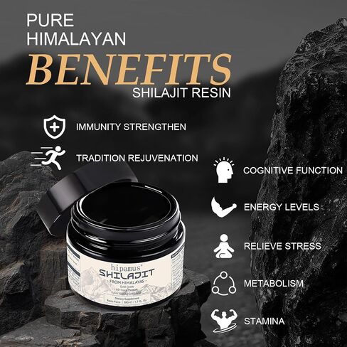 600mg Shilajit Pure Himalayan Organic Shilajit Resin -100% Natural Shilajit Resin with Fulvic Acid & 85+ Trace Minerals Gold Grade Shilajit Supplement for Energy,Strength & Immune - 50 Grams in Saudi Arabia