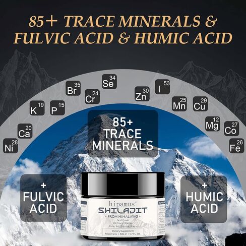 600mg Shilajit Pure Himalayan Organic Shilajit Resin -100% Natural Shilajit Resin with Fulvic Acid & 85+ Trace Minerals Gold Grade Shilajit Supplement for Energy,Strength & Immune - 50 Grams in Saudi Arabia