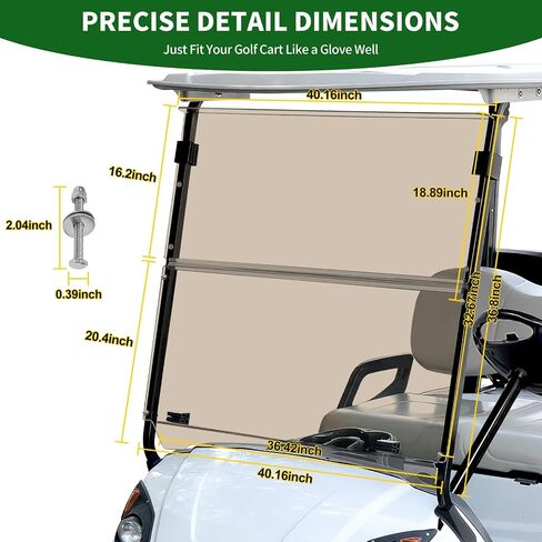 زجاج أمامي قابل للطي لعربة الجولف 3/16 بوصة (5 مم) سميك يناسب فقط 2007-2016 Yamaha G29/Drive، يناسب 1 بوصة × 1 بوصة استبدال الزجاج الأمامي الأكريليك القابل للطي، بما في ذلك أجهزة التثبيت in Saudi Arabia