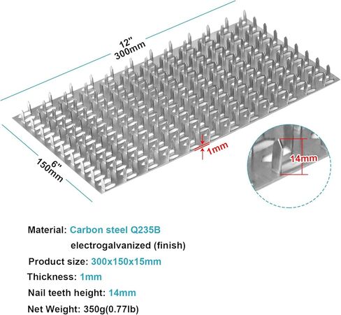 6 قطع من eoere 12 بوصة × 6 بوصة لوحة تروس ذات شوكات لإصلاح الألواح المسطحة، دعامة لوحة ربط، فولاذ مجلفن، ارتفاع أسنان الأظافر 14 مم، سميكة 1 مم (19 مقياس)، لموصلات الأخشاب الخشبية لدعامات الأسقف in Kuwait