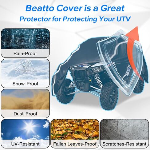 غطاء UTV، قماش أكسفورد عالي التحمل مقاوم للماء 2-3 مقاعد، غطاء حماية من جميع الأحوال الجوية جنبًا إلى جنب متوافق مع Can Am Maverick X3 Polaris RZR Ranger SXS in Kuwait