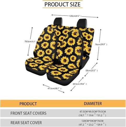 ZFRXIGN Butterfly Mushroom Car Seat Covers Full Set Front Back Split Bench Protector Car Steering Wheel Cover Seatbelts Pads Coaster Keychains Universal Fit Truck, SUV, or Van Moon Night in Kuwait