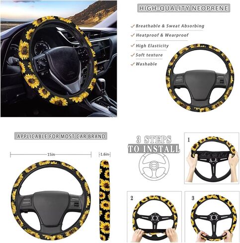 ZFRXIGN Butterfly Mushroom Car Seat Covers Full Set Front Back Split Bench Protector Car Steering Wheel Cover Seatbelts Pads Coaster Keychains Universal Fit Truck, SUV, or Van Moon Night in Kuwait