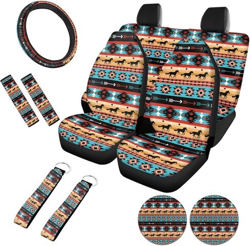 ZFRXIGN Butterfly Mushroom Car Seat Covers Full Set Front Back Split Bench Protector Car Steering Wheel Cover Seatbelts Pads Coaster Keychains Universal Fit Truck, SUV, or Van Moon Night in Kuwait