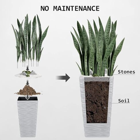Worth Garden Artificial 20 PCS 25.6'' Green Snake Plants & 2-Pack 22" White Tall Planter, 7 Gallon Tree Containers, Free Combination of Fake Plants and Pots, Agave Sansevieria Faux Plant, Home Decor in Saudi Arabia