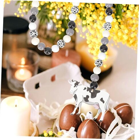 Zerodeko String Rope Wooden Beads Rustic Wood Bead Summer Wreath Tray Decor Spring Beads Wood Beads Tassel Hanging Decor Wall Hooks Decorative Rustic Garland Wall Hanging The Cow in Saudi Arabia