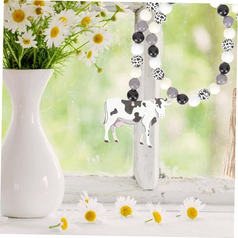 Zerodeko String Rope Wooden Beads Rustic Wood Bead Summer Wreath Tray Decor Spring Beads Wood Beads Tassel Hanging Decor Wall Hooks Decorative Rustic Garland Wall Hanging The Cow in Saudi Arabia
