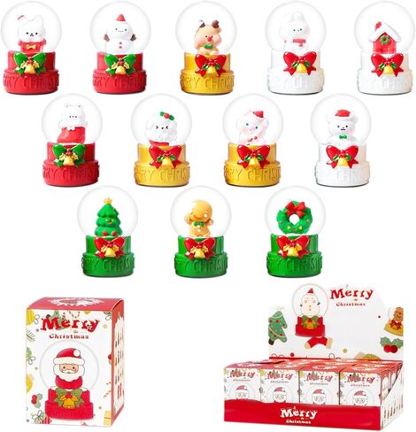 12 Pcs Christmas Snow Globes Blind Box Set, Christmas Surprise Boxes, Mini Color Changing LED Lights Snow Globe, Cute Christmas Ornaments, Christmas Decorations Indoor, Party Gifts in Saudi Arabia