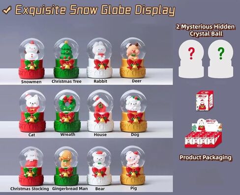 12 Pcs Christmas Snow Globes Blind Box Set, Christmas Surprise Boxes, Mini Color Changing LED Lights Snow Globe, Cute Christmas Ornaments, Christmas Decorations Indoor, Party Gifts in Saudi Arabia