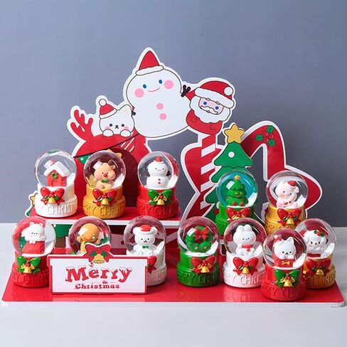 12 Pcs Christmas Snow Globes Blind Box Set, Christmas Surprise Boxes, Mini Color Changing LED Lights Snow Globe, Cute Christmas Ornaments, Christmas Decorations Indoor, Party Gifts in Saudi Arabia