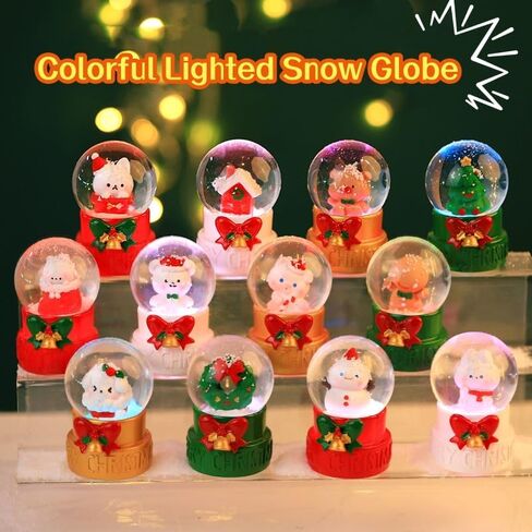 12 Pcs Christmas Snow Globes Blind Box Set, Christmas Surprise Boxes, Mini Color Changing LED Lights Snow Globe, Cute Christmas Ornaments, Christmas Decorations Indoor, Party Gifts in Saudi Arabia