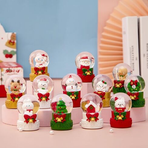 12 Pcs Christmas Snow Globes Blind Box Set, Christmas Surprise Boxes, Mini Color Changing LED Lights Snow Globe, Cute Christmas Ornaments, Christmas Decorations Indoor, Party Gifts in Saudi Arabia