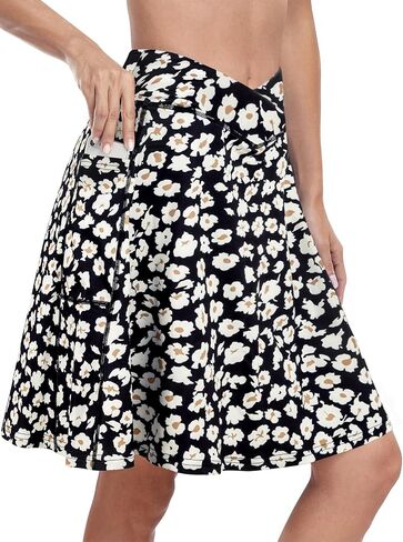 KORALHY 21" Knee Length Golf Skorts Skirts for Women Cross Waist Athletic Skorts with Shorts Tennis Skirt with 3 Pockets in Kuwait