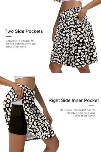KORALHY 21" Knee Length Golf Skorts Skirts for Women Cross Waist Athletic Skorts with Shorts Tennis Skirt with 3 Pockets in Kuwait