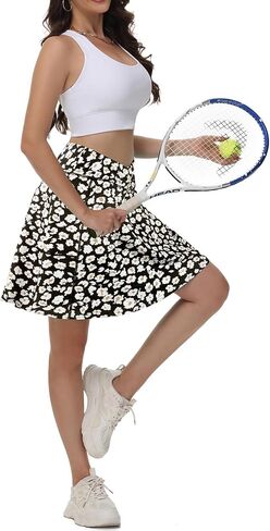 KORALHY 21" Knee Length Golf Skorts Skirts for Women Cross Waist Athletic Skorts with Shorts Tennis Skirt with 3 Pockets in Kuwait