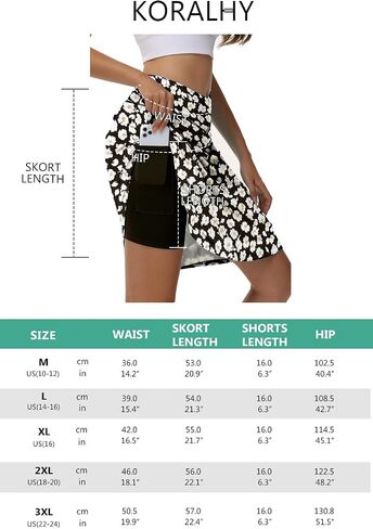 KORALHY 21" Knee Length Golf Skorts Skirts for Women Cross Waist Athletic Skorts with Shorts Tennis Skirt with 3 Pockets in Kuwait