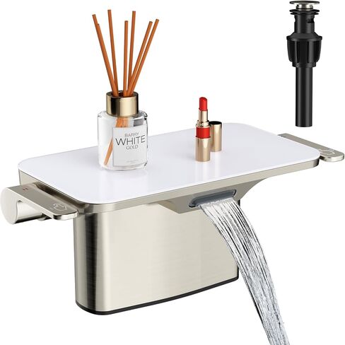 Brushed Nickel Bathroom Sink Faucet - 4 Inch Bathroom Vanity Sink Faucet with Storage Platform, 2/3 Hole Faucet with Pop-up Sink Drain Stopper, Solid Bathroom Basin Faucet in Saudi Arabia