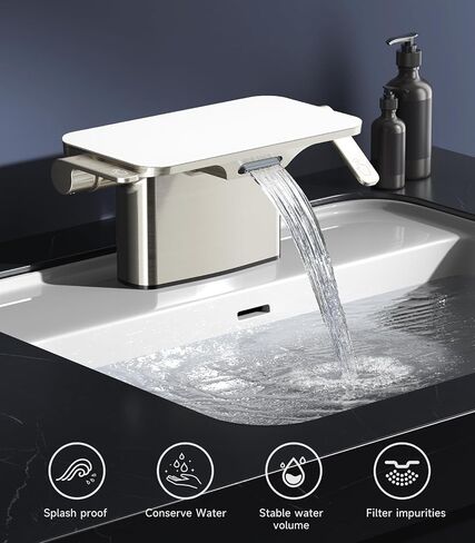 Brushed Nickel Bathroom Sink Faucet - 4 Inch Bathroom Vanity Sink Faucet with Storage Platform, 2/3 Hole Faucet with Pop-up Sink Drain Stopper, Solid Bathroom Basin Faucet in Saudi Arabia