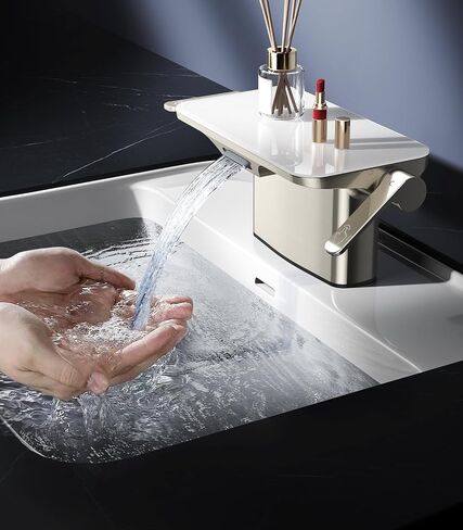 Brushed Nickel Bathroom Sink Faucet - 4 Inch Bathroom Vanity Sink Faucet with Storage Platform, 2/3 Hole Faucet with Pop-up Sink Drain Stopper, Solid Bathroom Basin Faucet in Saudi Arabia