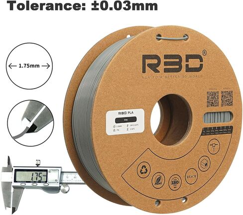 R3D PLA 3D Printer Filament Filament, 1.75mm 1KG, 1.75mm, Dimensional Accuracy +/- 0.02 mm, 1kg Plastic Spool (Gray) in Saudi Arabia