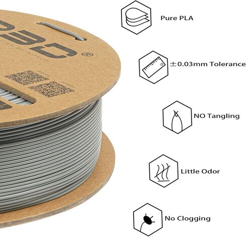 R3D PLA 3D Printer Filament Filament, 1.75mm 1KG, 1.75mm, Dimensional Accuracy +/- 0.02 mm, 1kg Plastic Spool (Gray) in Saudi Arabia